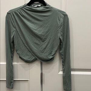 Elodie Sage Green Long Sleeve Crop Top